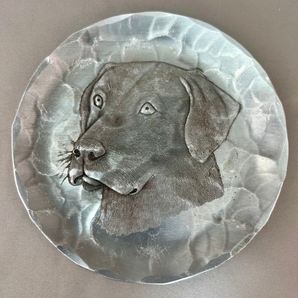 Wendell August Forge Tray Labrador Retriever Silver Aluminum Excellent 4.5"